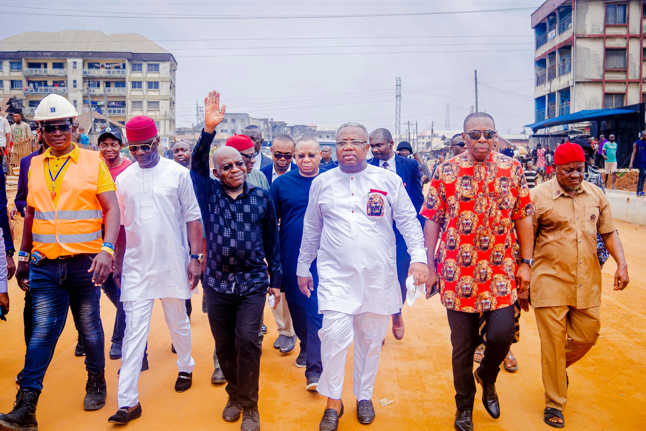 Abia Assembly Ex-Speakers Join Gov Otti To Tour Road Projects In Aba, Express Satisfaction